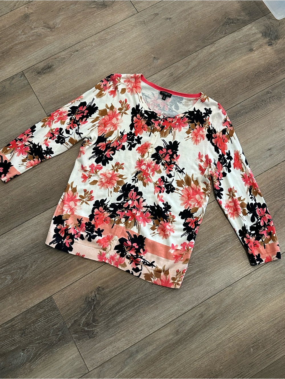 Talbots Floral Cardigan Size Medium Petite